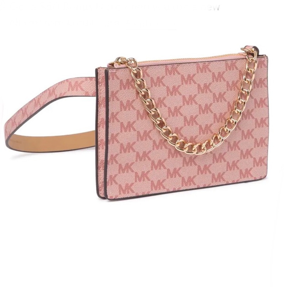Michael Kors Pink Pull Chain Belt Bag - Picture 3 of 14